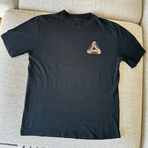 PALACE Black Tee with Small Tan Triangle Logo